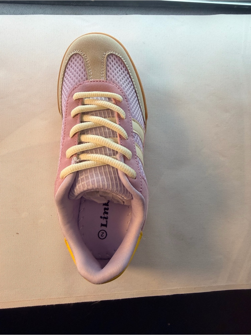 Forever Link Pink and Cream Kids Sneakers with Yellow Accent